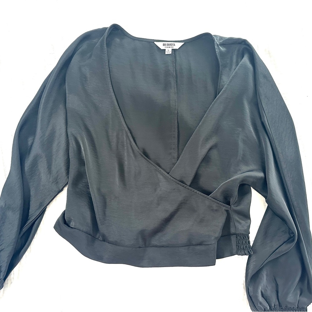 BB Dakota Black Wrap Blouse